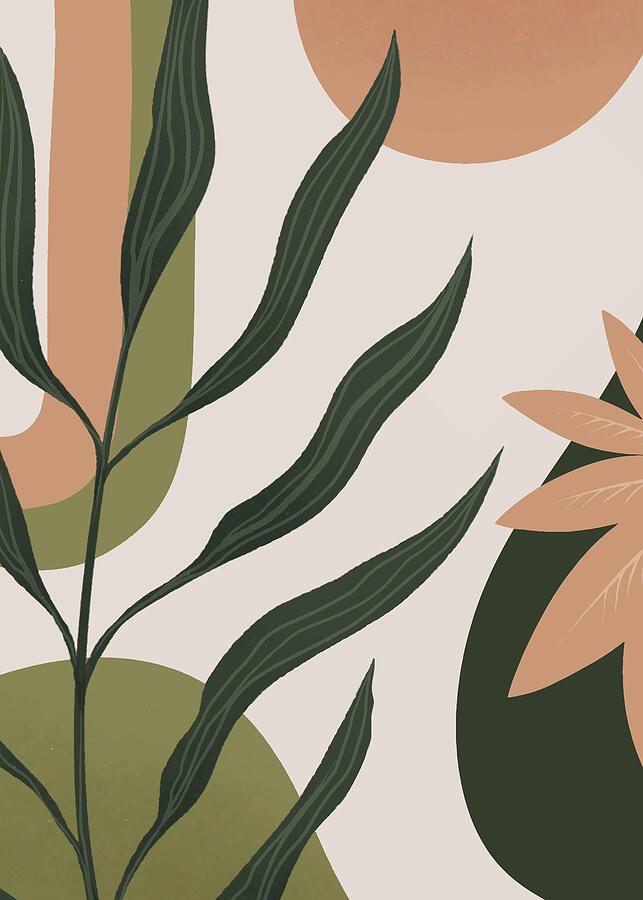 Abstract Leaves With Geometric Shapes Digital Art by Trendy Art Abstract Leaves With Geometric Shapes Digital Art by Trendy Art