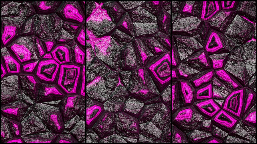 Abstract Magenta Super Wall Triptych Digital Art by Don Northup