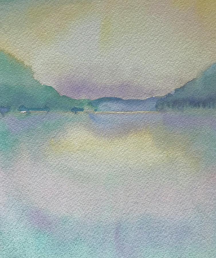 Abstract Painting - Abstract Moody Lake by Luisa Millicent
