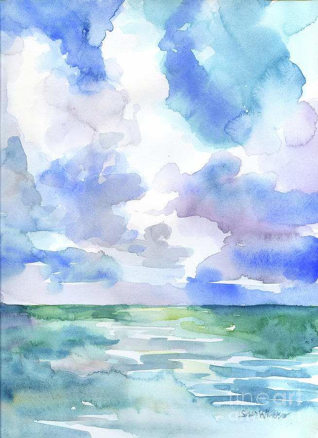 Abstract Painting - Abstract Ocean Watercolor by Susan Windsor