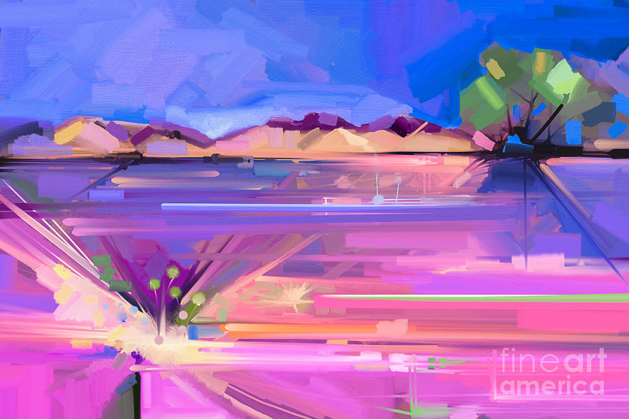 Paint Digital Art - Abstract Oil Painting Landscape by Pluie r Paint Digital Art - Abstract Oil Painting Landscape by Pluie r