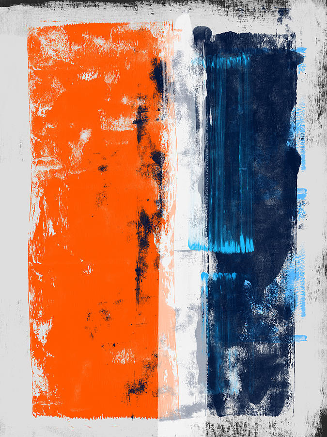 Abstract Painting - Abstract Orange And Blue Study by Naxart Studio Abstract Painting - Abstract Orange And Blue Study by Naxart Studio