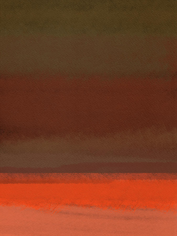 Mountain Painting - Abstract Orange Ocean Sunset  by Naxart Studio