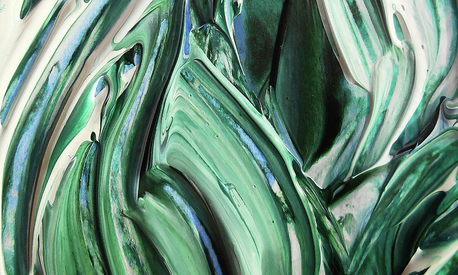 Abstract Organic Lines The Flow Of Blue And Green  Painting by Irina Sztukowski