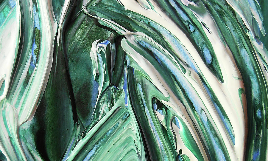Abstract Organic Lines The Flow Of Green And Blue Painting by Irina Sztukowski