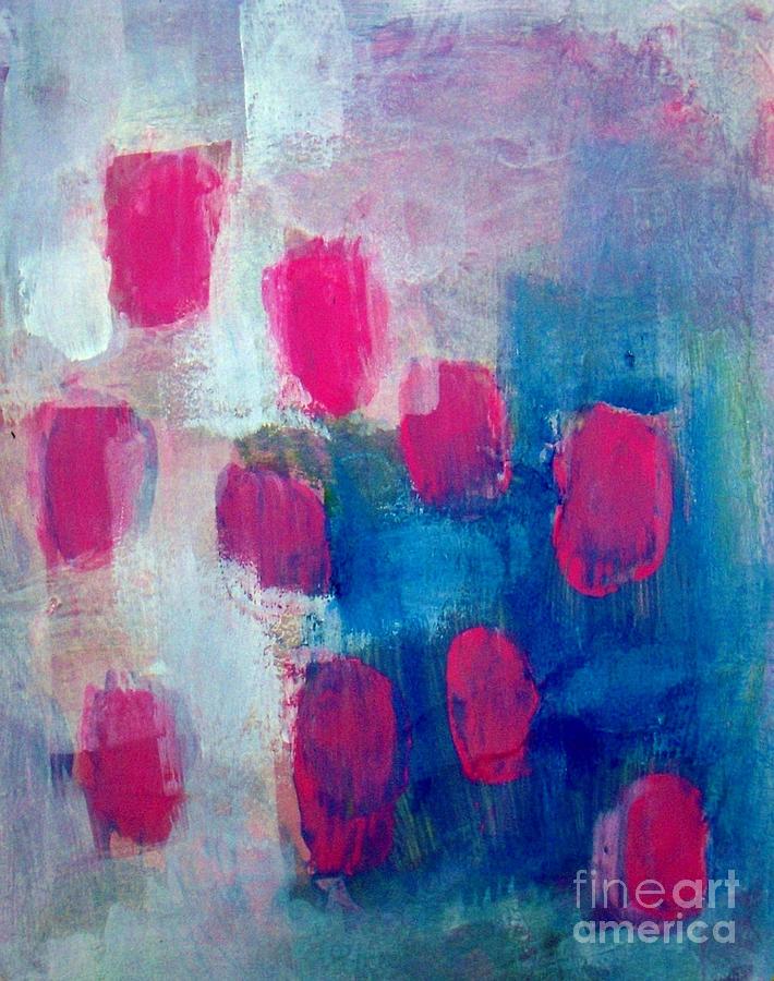Abstract - pink blue white Painting by Vesna Antic
