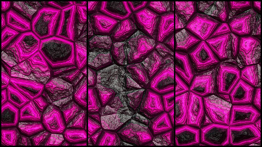 Abstract Pink Stone Triptych Digital Art by Don Northup
