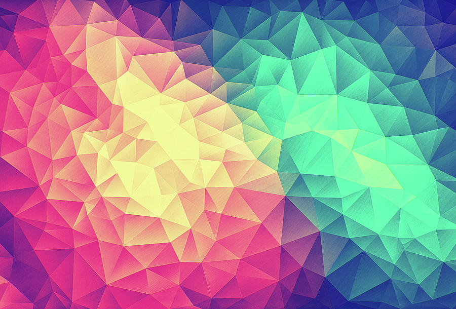 Abstract Polygon Multi Color Cubism Low Poly Triangle Design Digital Art by Philipp Rietz
