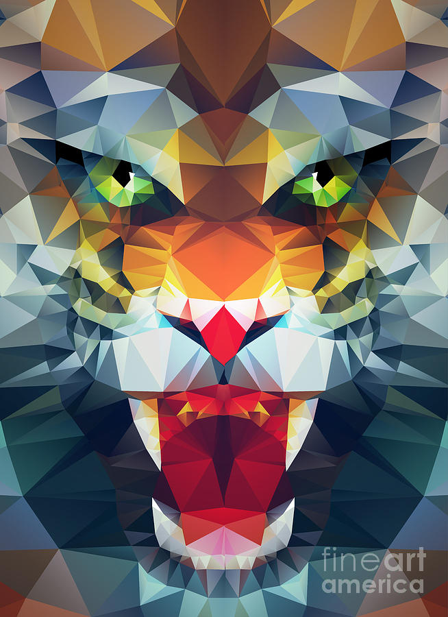 Symbol Digital Art - Abstract Polygonal Tiger Geometric by Merfin Symbol Digital Art - Abstract Polygonal Tiger Geometric by Merfin