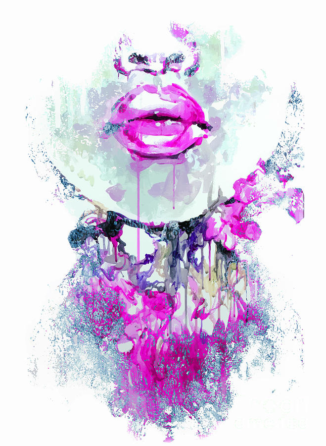 Fancy Digital Art - Abstract Print With Female Face by Alisa Franz