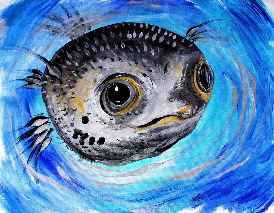 Abstract Puffer Fish, Two Painting by J Vincent Scarpace