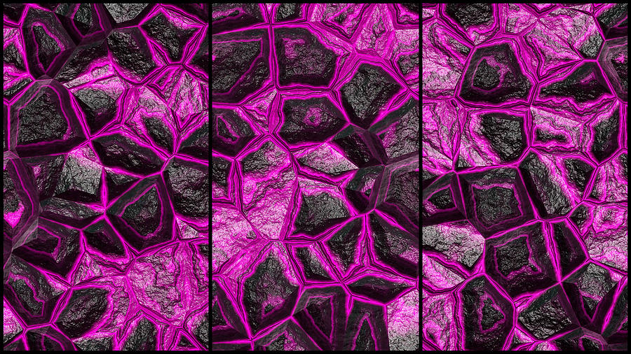 Abstract Purple Wall Patchy Triptych Digital Art by Don Northup