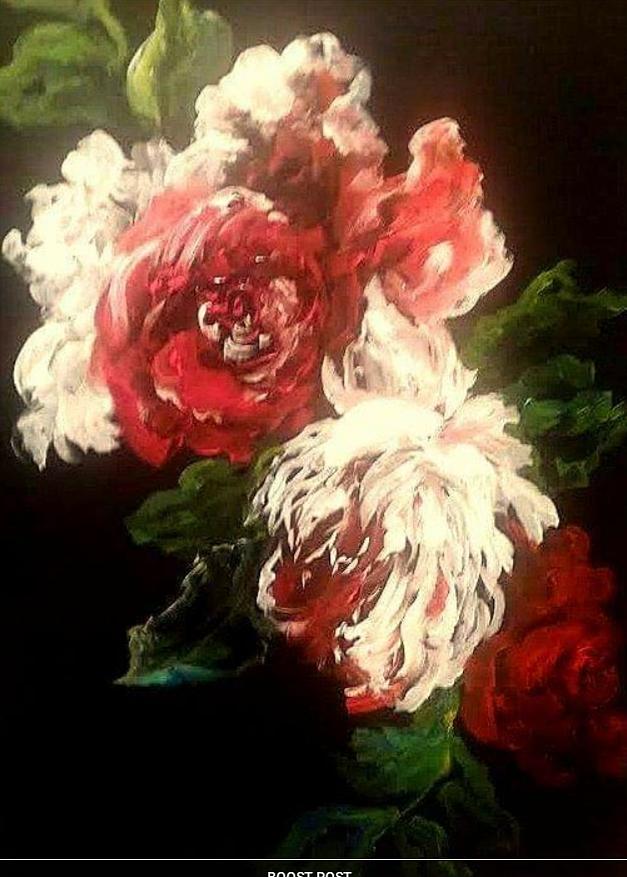 Abstract red roses Painting by Patricia Rachidi