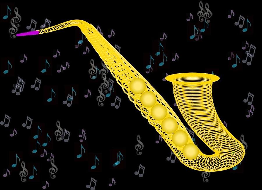 Abstract Saxophone Embellished Digital Art by Richard Widows