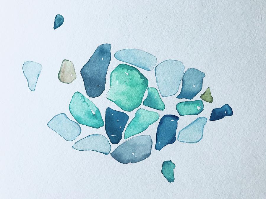 Pebbles Painting - Abstract Sea Glass by Luisa Millicent
