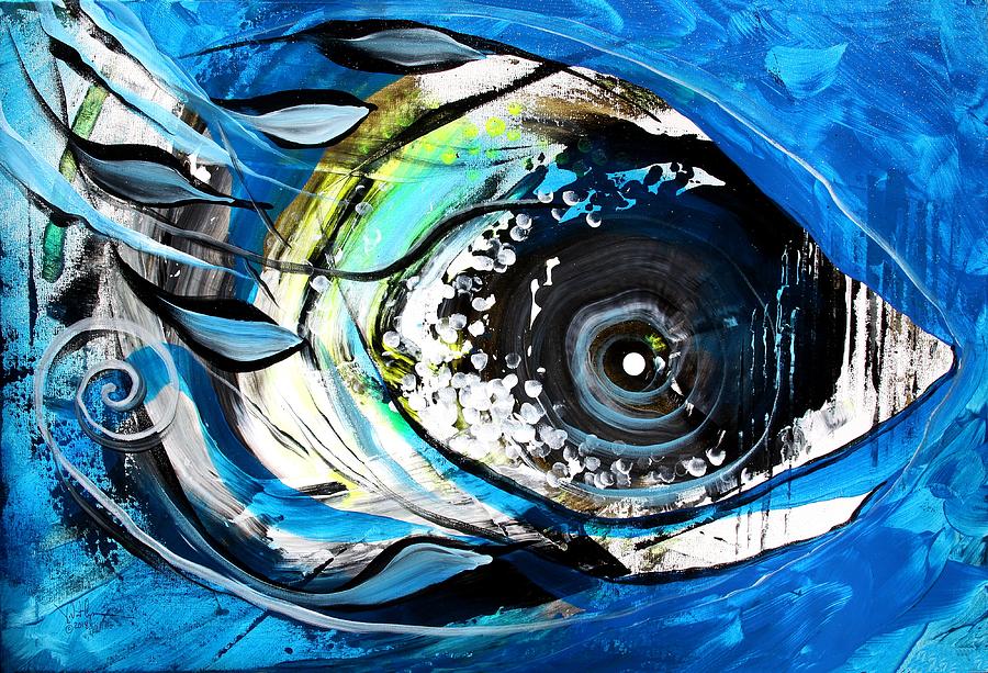 Abstract Snook on Blue Painting by J Vincent Scarpace