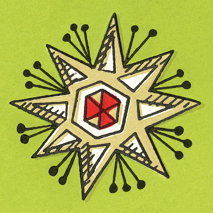 Christmas Drawing - Abstract Snowflake Star by CSA Images