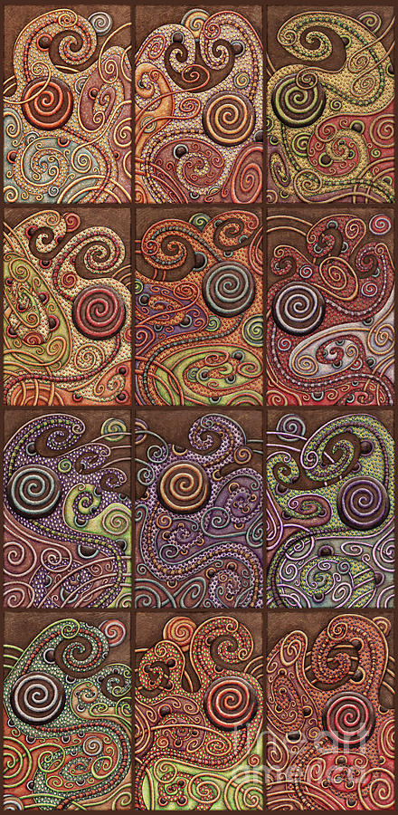 Abstract Spiral Set 1 Painting by Amy E Fraser