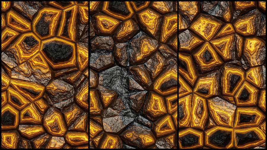 Abstract Stone Triptych Digital Art by Don Northup