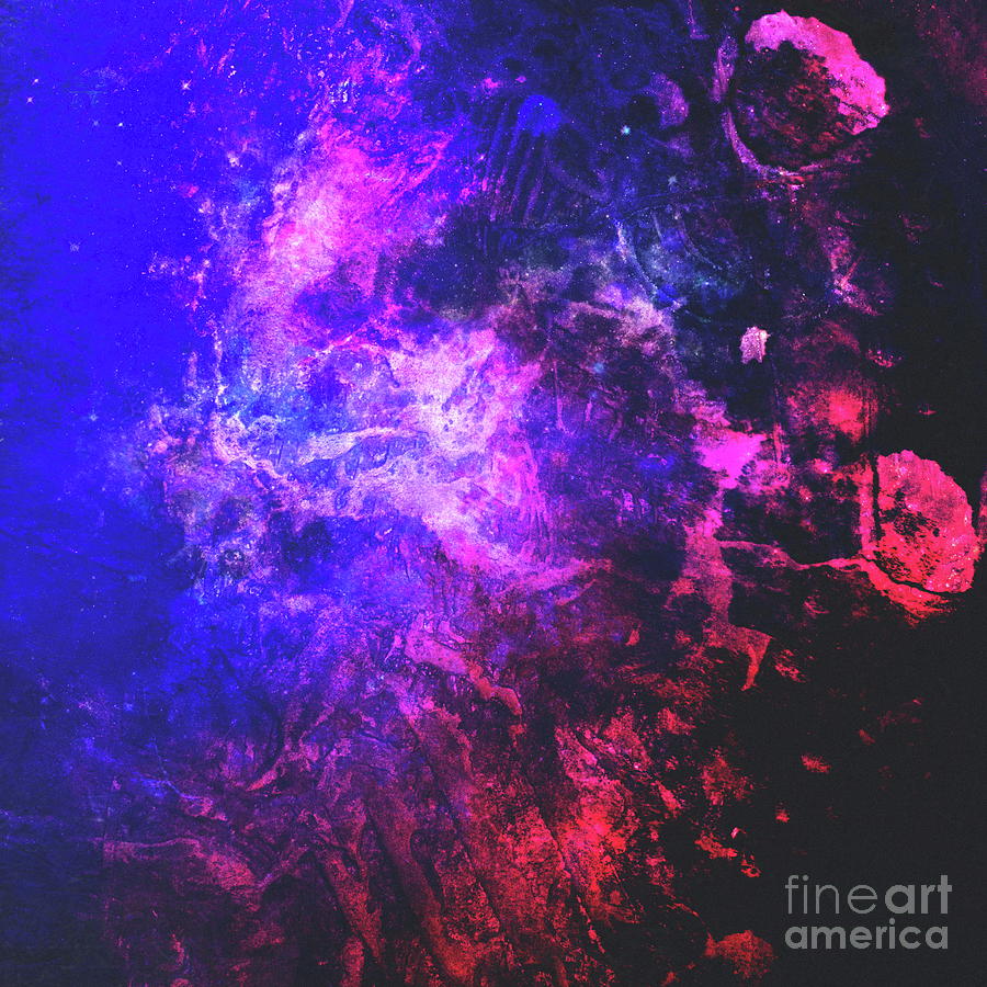 Abstract with multi-colored spots. Pink in a mix blue color on a dark background. Digital Art Abstract51 - Fine Art America