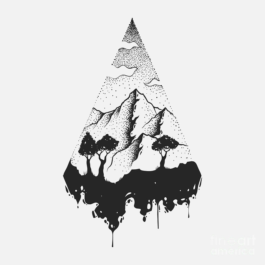 Forest Digital Art - Abstract The Mountains Hand Draw by Mrvayn