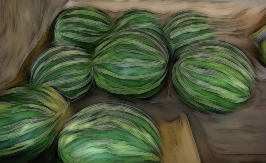 Abstract Watermelons  Digital Art by Cathy Anderson