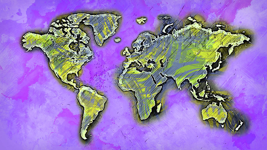 Abstract World Map - 02 Painting by AM FineArtPrints