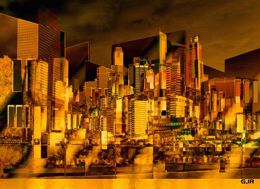 Abstracticalia - Abstract View Of A City. L A S Digital Art by Gert J Rheeders