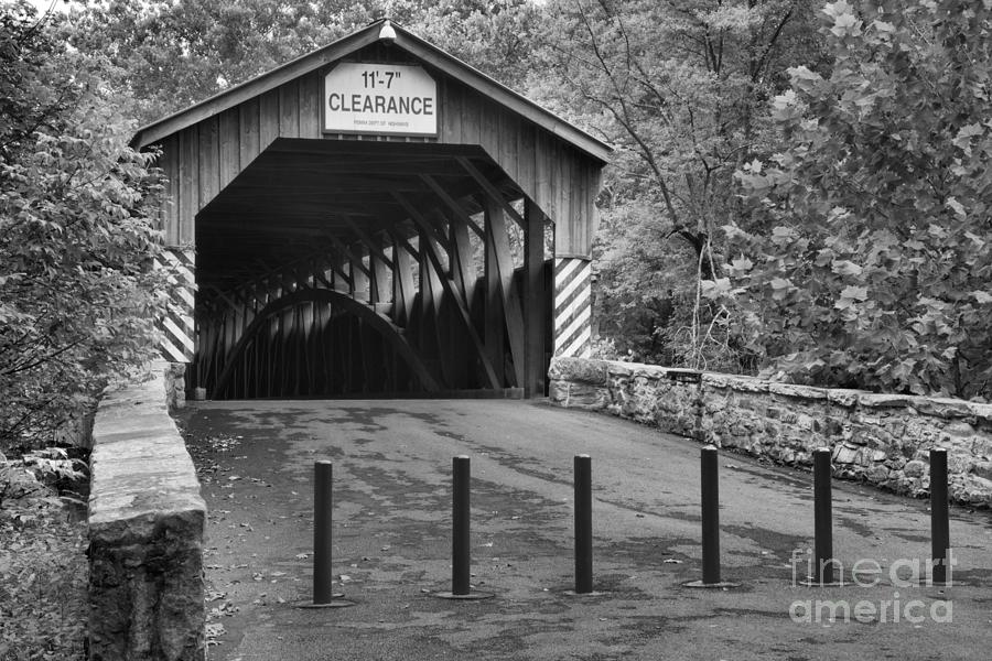Academia Covered Bridge Black And White Photograph by Adam Jewell