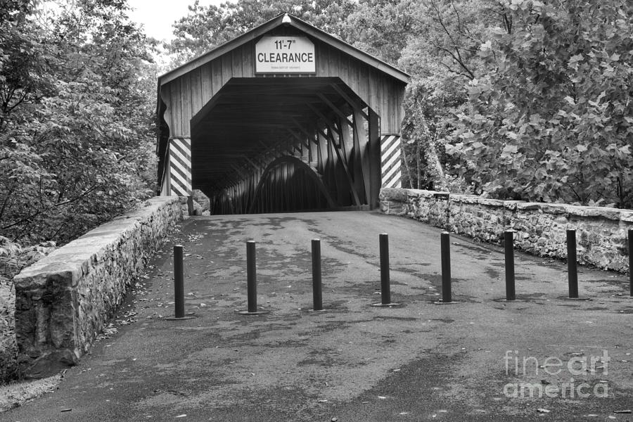 Academia Pomeroy Covered Bridge Black And White Photograph by Adam Jewell