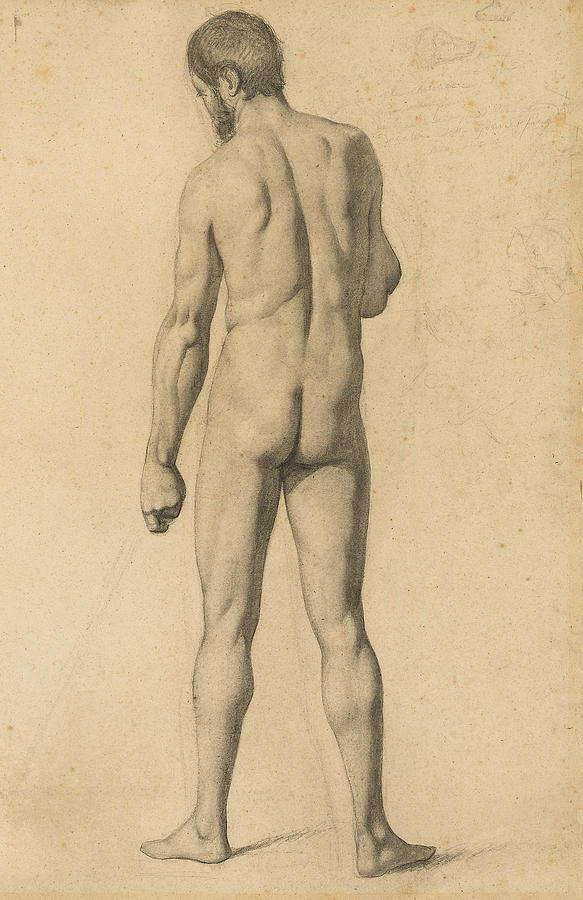 Academic Nude, Seen from the Back Drawing by Paul Cezanne