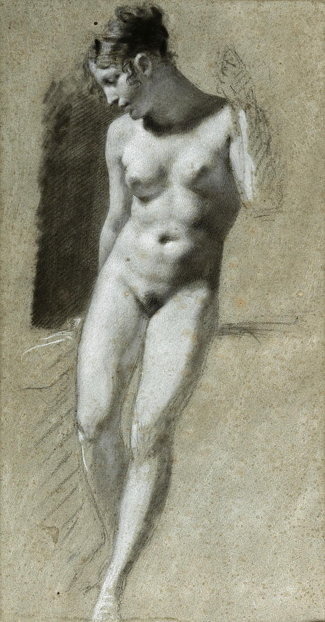 Academie of a Standing Woman Drawing by Pierre Paul Prudhon