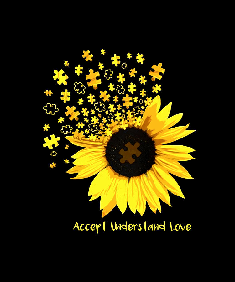 kromatisk Derive blande Accept Understand Love Sunflower Autism Digital Art by Levi Sayers - Fine  Art America