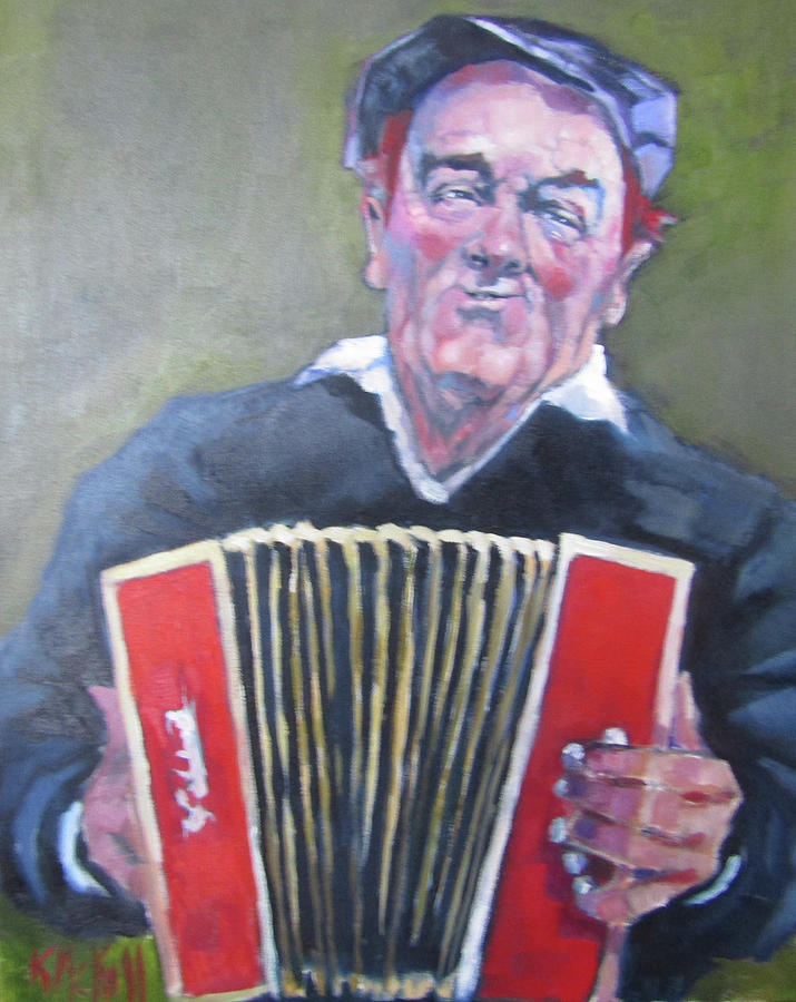 Accordian Player Painting by Kevin McKrell