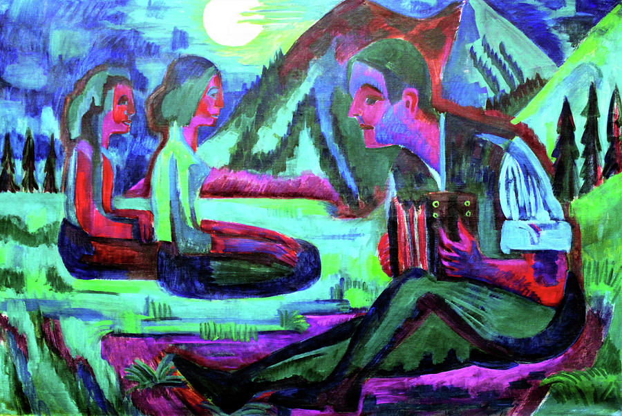 Ernst Ludwig Kirchner Photograph - Accordion Player by Moonlight - Digital Remastered Edition by Ernst Ludwig Kirchner