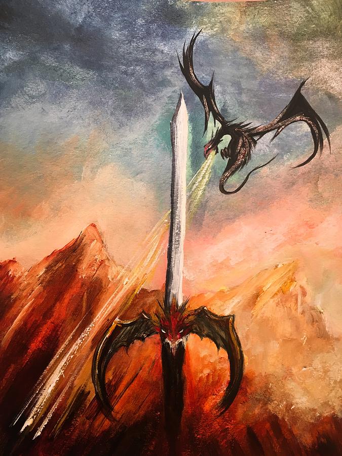 Ace of Swords Painting by Karen Ferrand Carroll