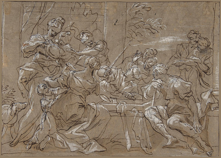 Achilles and the Daughters of Lycomedes Drawing by Gregorio de Ferrari