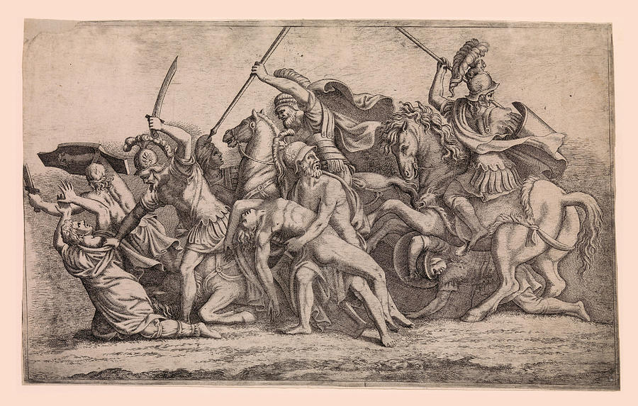 Achilles Removing Patroclus Body From the Battle Drawing by Leon Davent