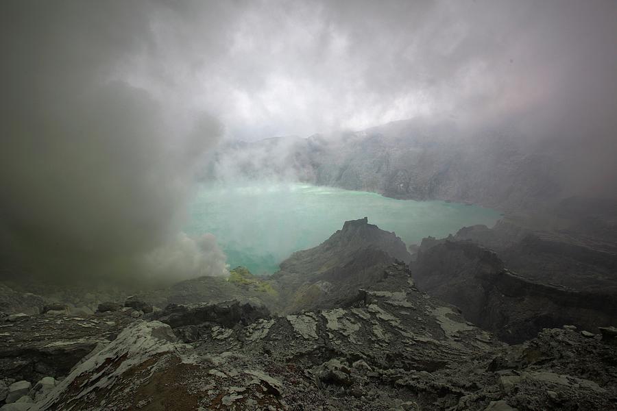 Acidic Sulfuric Lake, Kawah Volcano Photograph by Timothy Allen