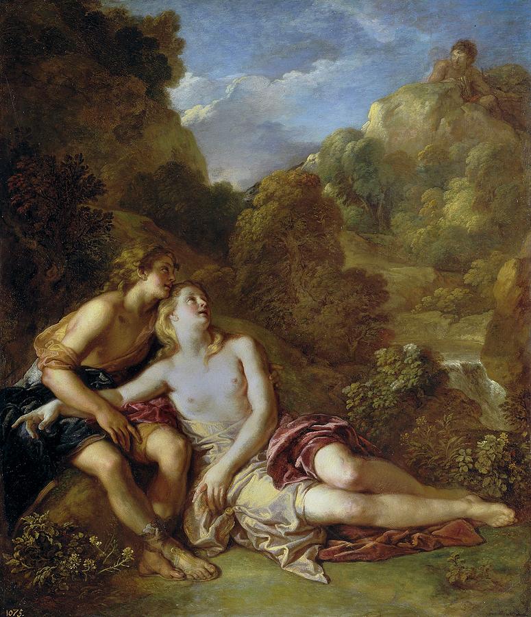 Acis and Galatea, 1699-1704, French School, Oil on copper, 104 cm x 90 cm... Painting by Charles de La Fosse -1636-1716-