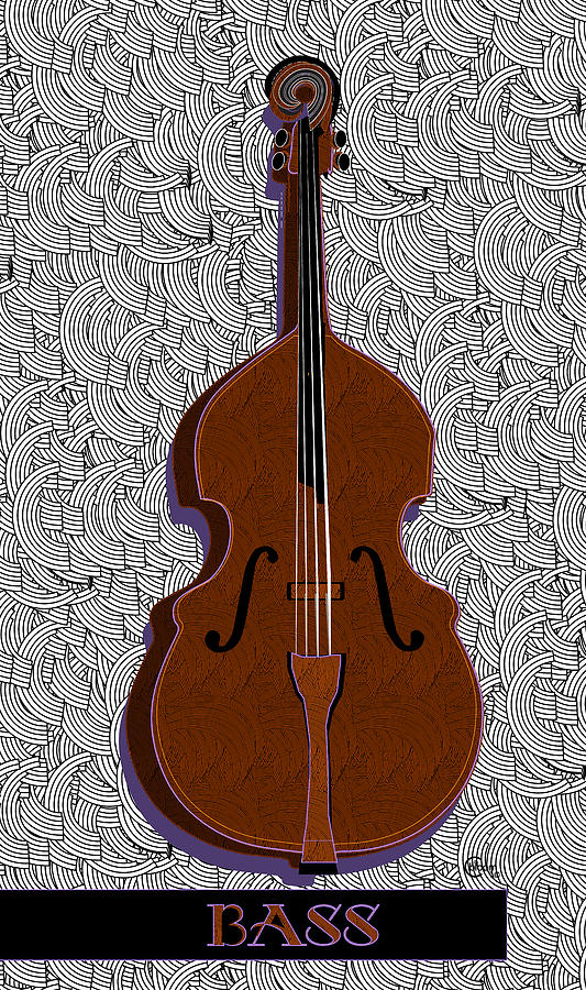 Bass Digital Art - Acoustic Bass Note Swing   by Cecely Bloom