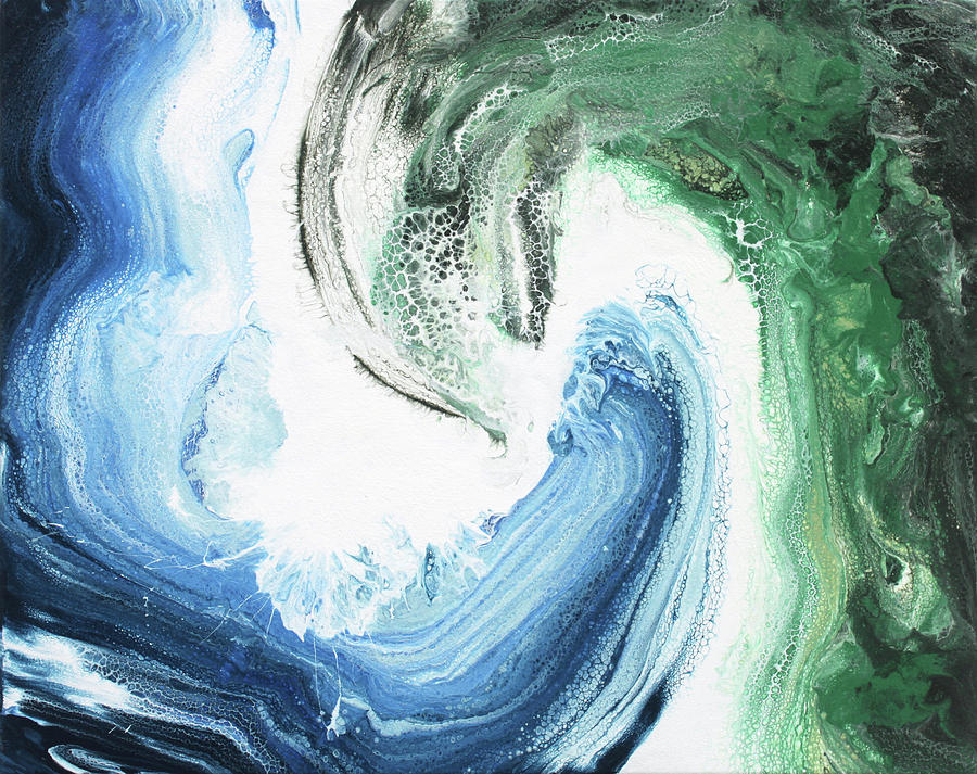 Acrylic Pour Ying Yang Wave #002 Painting by Cory Calantropio