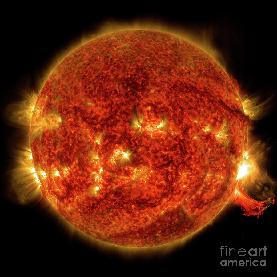 Active Sun And Solar Flare Photograph by Nasa/sdo/science Photo Library
