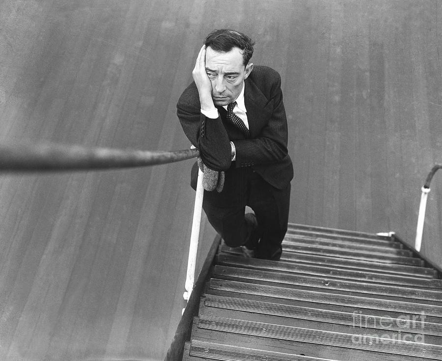 Actor Buster Keaton At Bottom Of Steps by Bettmann