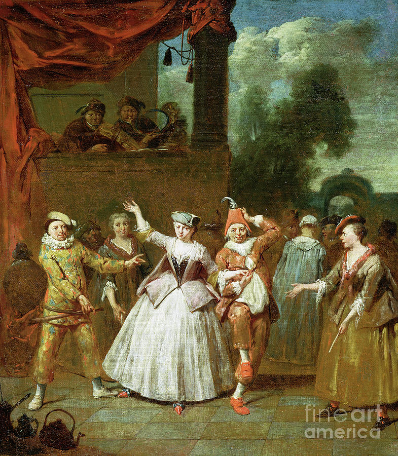 Actors From The Commedia Dellarte Painting by Jan Baptist Lambrechts