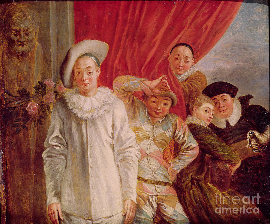 Actors Of The Comedie Italienne Painting by Jean Antoine Watteau