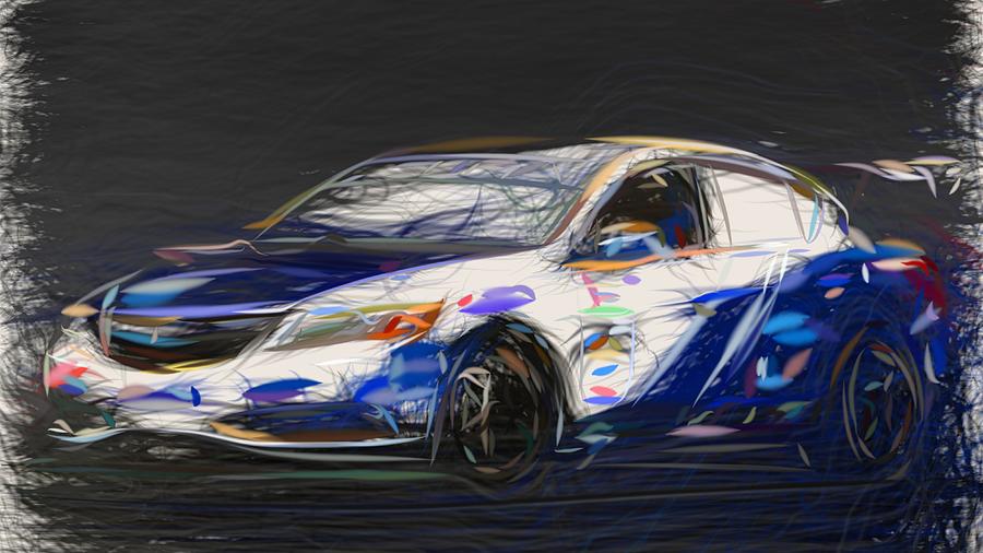 Acura ILX Endurance Racer Draw Digital Art by CarsToon Concept