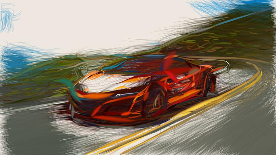 Acura NSX Drawing Digital Art by CarsToon Concept
