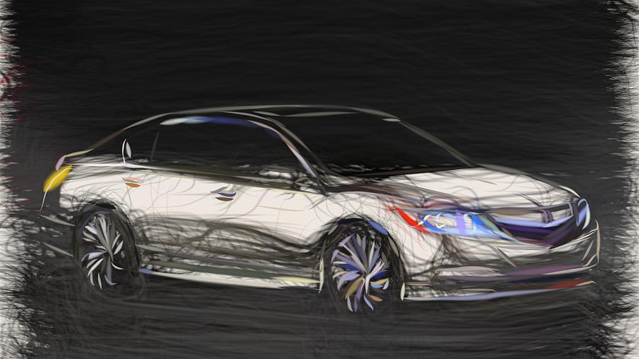 Acura RLX Draw Digital Art by CarsToon Concept