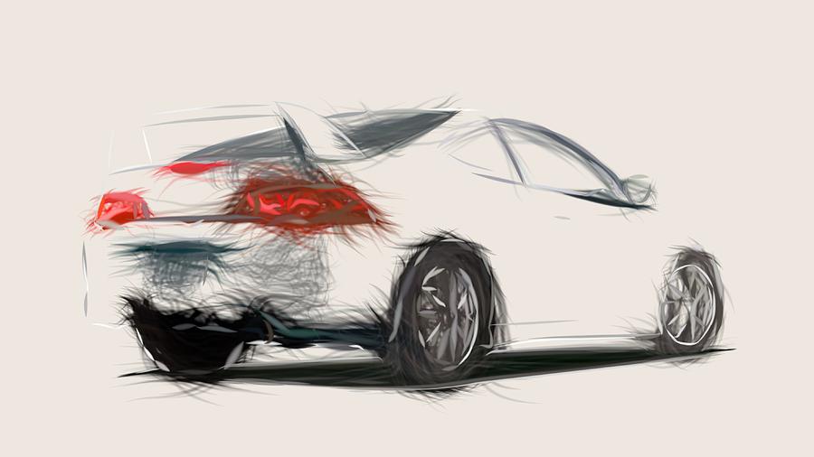 Acura RSX Type S Draw Digital Art by CarsToon Concept
